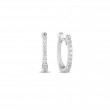 Roberto Coin 18K White Gold Rhodium Plated Perfect Diamond Hoop Micro Pave Huggy Hoop Earrings