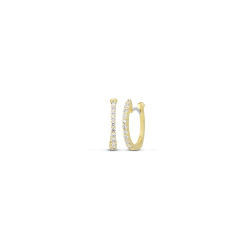 Roberto Coin 18K Yellow Gold Perfect Diamond Hoop Micropave Huggy Hoop Earrings