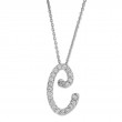 Roberto Coin 18K White Gold Rhodium Plated Tiny Treasures Love Letter Cursive Diamond C Pendant