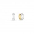 Roberto Coin 18K Yellow And White Rhoidum Plated Brushed Gold Classic Diamond Reversible Diamond Huggie Hoop Earrings