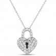 Roberto Coin 18K White Gold Rhodium Plated Tiny Treasures Diamond Heart Lock Pendant