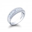 Platinum Square Emerald-Cut Diamond Single-Row Channel Set Micro Pav&eacute; Band