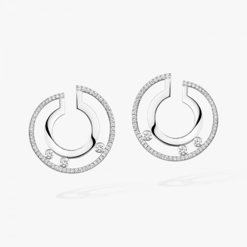 18K White Gold Move Romane Small Half Pave Earrings