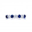 Platinum Round Sapphire and Diamond Single-Row Band