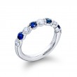 Platinum Round Sapphire and Diamond Single-Row Band