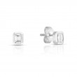 Roberto Coin 18K White Gold Bezel Set Emerald Cut Diamond Stud Earrings