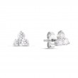 18K White Gold Rhodium Plated 3 Stone Diamond Cluster Stud Earrings