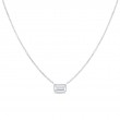 Roberto Coin 18K White Gold Rhodium Plated Diamonds By The Inch Emerald Cut Solitaire Pendant