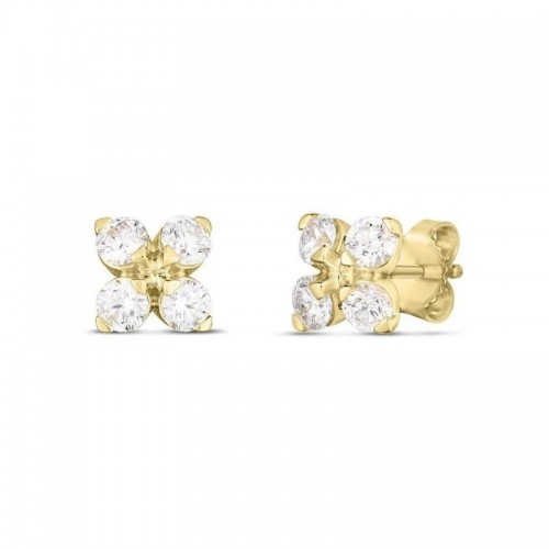 Roberto Coin 18K Yellow Gold Love In Verona Diamond Flower Stud Earrings