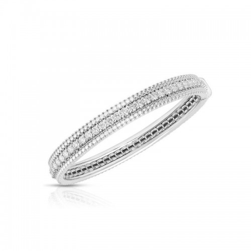 Roberto Coin 18K White Gold Rhodium Plated Siena Single Row Diamond Bangle Bracelet