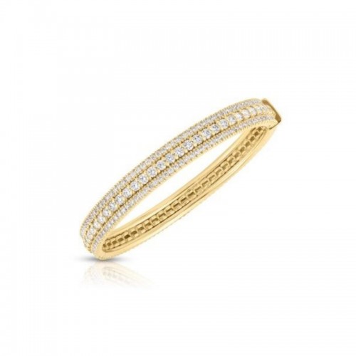 Roberto Coin 18K Yellow Gold Siena 3 Row Diamond Bangle Bracelet