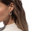 18K White Gold Move Link Small Hoop Earrings
