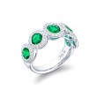 Platinum Round Emerald Single-Row Bezel Set Micro Pav&eacute; Band
