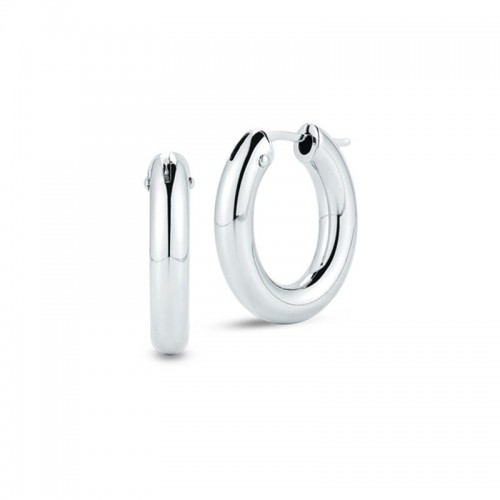 Roberto Coin 18K White Gold Rhodium Plated Perfect Gold Hoops Oval Hoop Earrings
