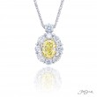 JB Star Fancy Yellow Diamond Pendant Oval Cut GIA certified