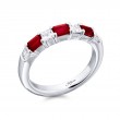 Platinum Emerald-Cut Ruby and Square Emerald-Cut Diamond Single-Row East-West Band