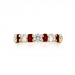 18K Yellow Gold Emerald-Cut Ruby and Round Diamond Single-Row Band