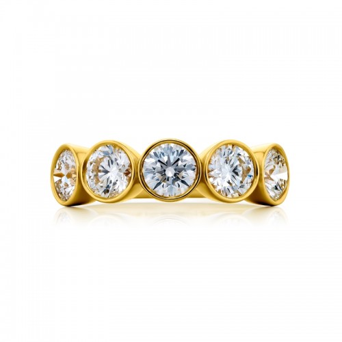 18K Yellow Gold Round Diamond Single-Row Bezel Set Band