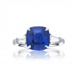 Platinum Cushion-Cut Vivid Sapphire Certified Ring