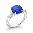 Platinum Cushion-Cut Vivid Sapphire Certified Ring