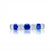 Platinum Cushion-Cut Sapphire and Diamond Single-Row Band