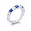 Platinum Cushion-Cut Sapphire and Diamond Single-Row Band