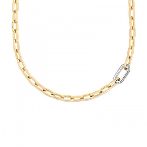 Roberto Coin 18K Yellow And White Rhodium Plated Gold Designer Gold Link Necklace
