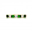 18K Yellow Gold Emerald-Cut Emerald and Round Diamond Single-Row East-West Band