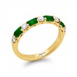 18K Yellow Gold Emerald-Cut Emerald and Round Diamond Single-Row East-West Band