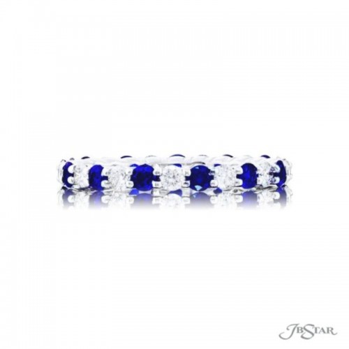 JB Star Sapphire & Diamond Eternity Band 0.80 ctw Round Alternating