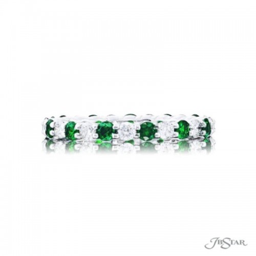 JB Star Emerald & Diamond Eternity Band Round Alternating Design