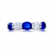 Platinum Oval Sapphire and Diamond Single-Row East-West Band