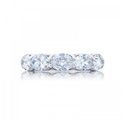 Platinum Oval Diamond Single-Row East-West Band