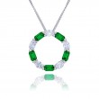 Platinum Emerald-Cut Emerald Circle Pendant