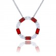 Platinum Emerald-Cut Ruby Circle Pendant