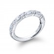 Platinum Emerald-Cut and Round Diamond Single-Row East-West Band