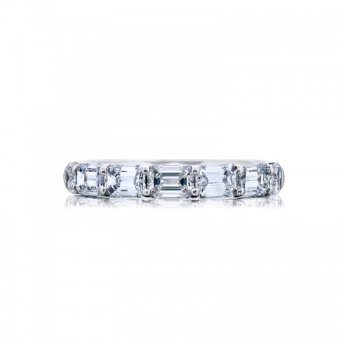 Platinum Emerald-Cut Diamond Single-Row East-West Band