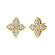 Roberto Coin 18K Yellow And White Rhodium Plated Gold Princess Flower Medium Diamond Flower Stud Earrings
