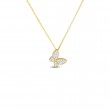 Roberto Coin 18K Yellow And White Rhodium Plated Gold Princess Flower Diamond Butterfly Pendant