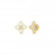 Roberto Coin 18K Yellow And White Rhodium Plated Gold Princess Flower Principessa Diamond Flower Stud Earrings