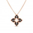 Roberto Coin 18K Rose Gold Venetian Princess Black And White Diamond Flower Pendant