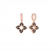 Roberto Coin 18K Rose Gold Venetian Princess Black And White Diamond Flower Drop Earrings