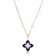 Roberto Coin 18K Rose Gold Venetian Princess Large Lapis And Diamond Flower Pendant On Paperclip Chain