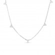 Roberto Coin 18K White Gold Rhodium Plated Diamonds By The Inch 5 Station Diamond Cluster Necklace