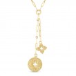 Roberto Coin 18K Yellow Gold Venetian Princess Double Diamond Medallion Necklace On A Paperclip Chain