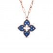 Roberto Coin 18K Rose Gold Venetian Princess Medium Blue Titanium Diamond Flower Pendant