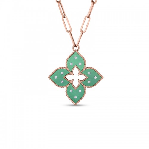 Roberto Coin 18K Rose Gold Diamond Venetian Princess Titanium Necklace