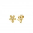 Roberto Coin 18K Yellow Gold Jasmine Diamond And Satin Finish Flower Stud Earrings