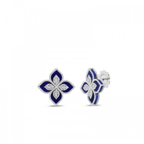 Roberto Coin 18K White Gold Blue Lapis Diamond Venetian Princess Earrings