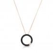 Roberto Coin 18K Rose Gold Love In Verona Black And White Diamond Circle Pendant